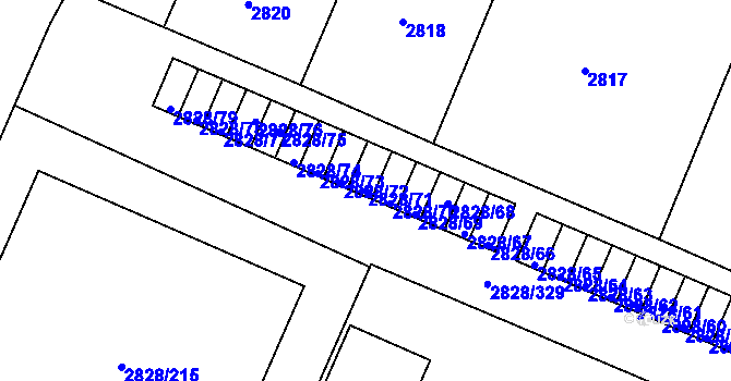 Parcela st. 2828/71 v KÚ Černovice, Katastrální mapa