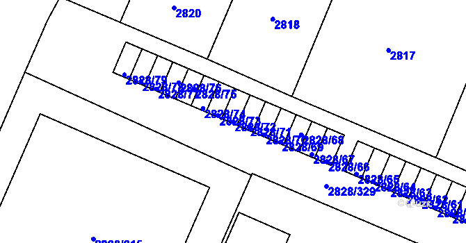 Parcela st. 2828/72 v KÚ Černovice, Katastrální mapa
