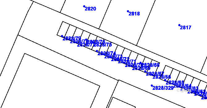 Parcela st. 2828/73 v KÚ Černovice, Katastrální mapa