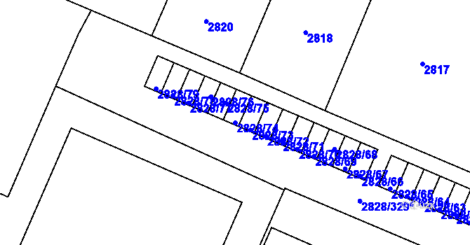 Parcela st. 2828/74 v KÚ Černovice, Katastrální mapa