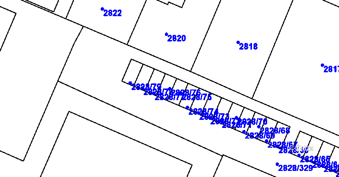 Parcela st. 2828/76 v KÚ Černovice, Katastrální mapa