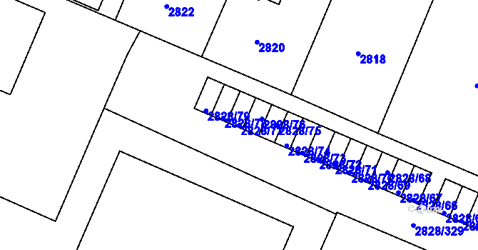 Parcela st. 2828/77 v KÚ Černovice, Katastrální mapa