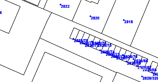 Parcela st. 2828/78 v KÚ Černovice, Katastrální mapa