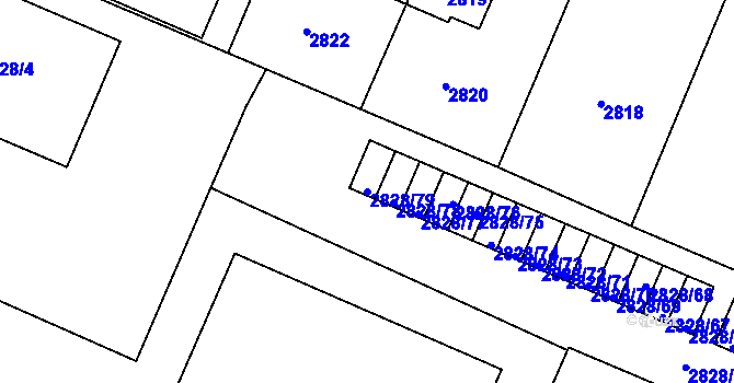 Parcela st. 2828/79 v KÚ Černovice, Katastrální mapa