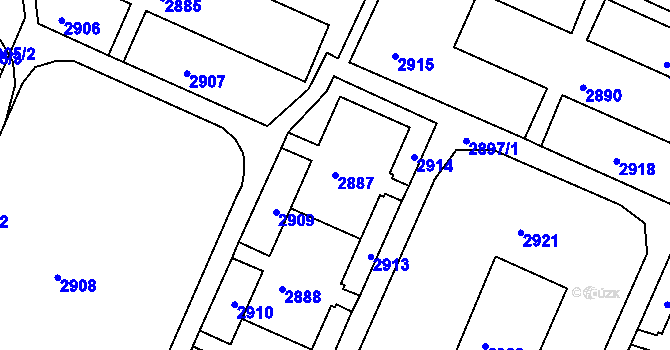 Parcela st. 2887 v KÚ Černovice, Katastrální mapa