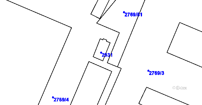 Parcela st. 2931 v KÚ Černovice, Katastrální mapa