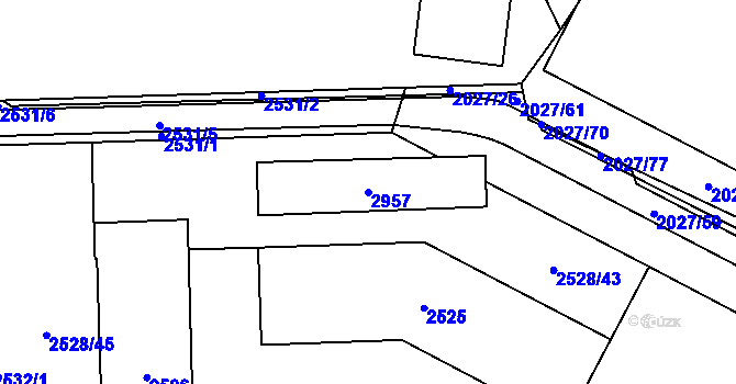 Parcela st. 2957 v KÚ Černovice, Katastrální mapa