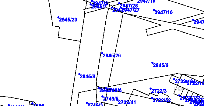 Parcela st. 2945/26 v KÚ Černovice, Katastrální mapa