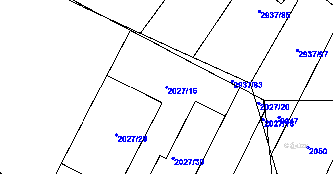 Parcela st. 2027/16 v KÚ Černovice, Katastrální mapa