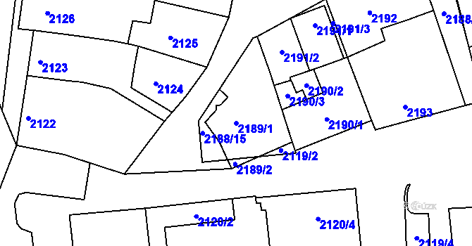 Parcela st. 2189/1 v KÚ Černovice, Katastrální mapa