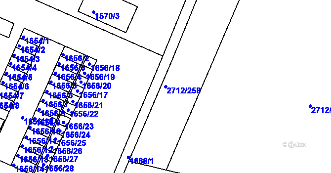 Parcela st. 2712/258 v KÚ Černovice, Katastrální mapa