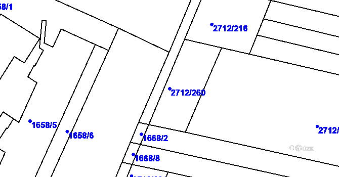 Parcela st. 2712/260 v KÚ Černovice, Katastrální mapa