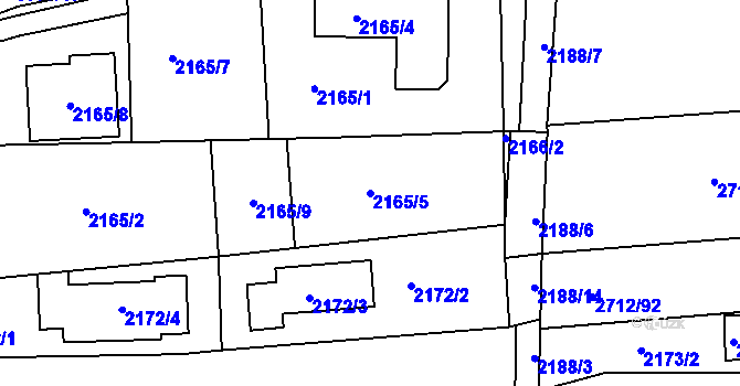 Parcela st. 2165/5 v KÚ Černovice, Katastrální mapa