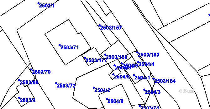 Parcela st. 2503/166 v KÚ Černovice, Katastrální mapa