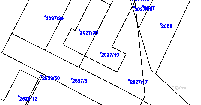 Parcela st. 2027/19 v KÚ Černovice, Katastrální mapa