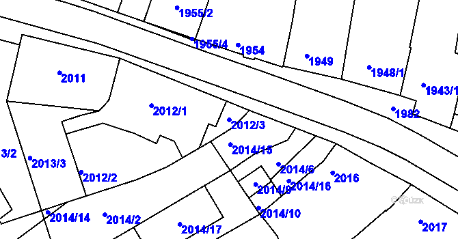 Parcela st. 2012/3 v KÚ Černovice, Katastrální mapa