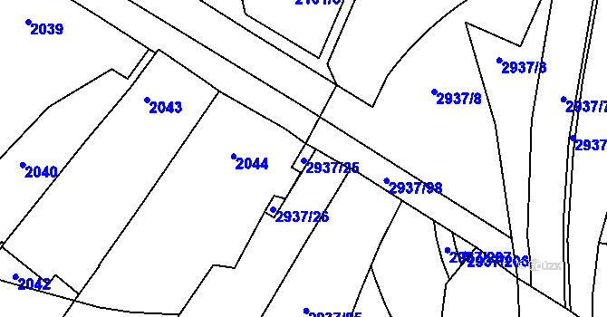 Parcela st. 2937/25 v KÚ Černovice, Katastrální mapa