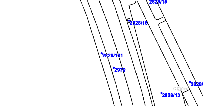 Parcela st. 2828/101 v KÚ Černovice, Katastrální mapa