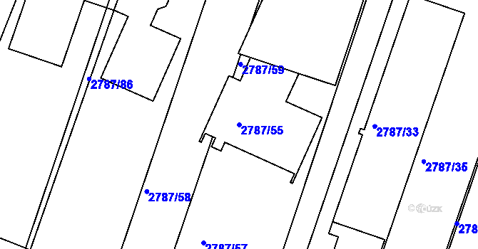 Parcela st. 2787/55 v KÚ Černovice, Katastrální mapa