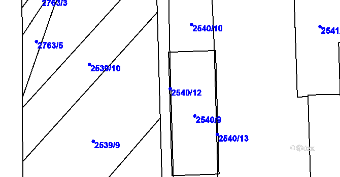 Parcela st. 2540/12 v KÚ Černovice, Katastrální mapa