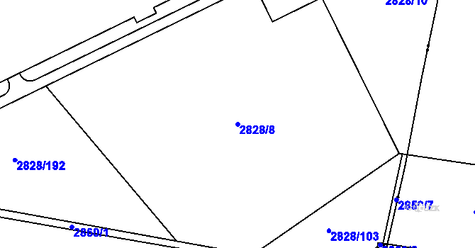 Parcela st. 2828/8 v KÚ Černovice, Katastrální mapa