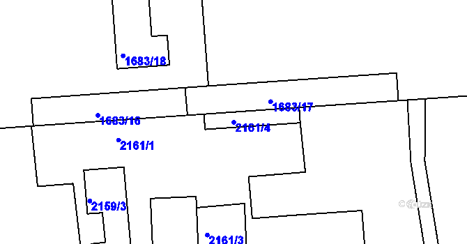 Parcela st. 2161/4 v KÚ Černovice, Katastrální mapa
