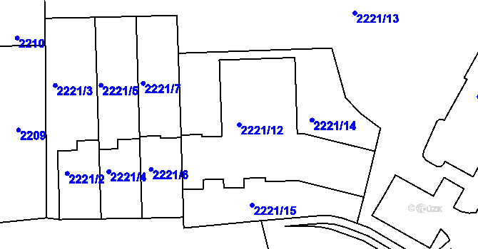 Parcela st. 2221/12 v KÚ Černovice, Katastrální mapa
