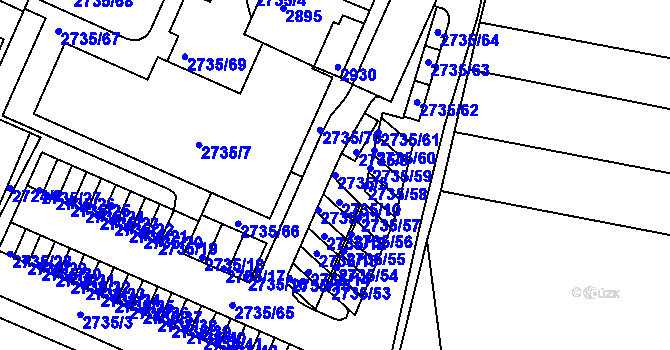 Parcela st. 2735/5 v KÚ Černovice, Katastrální mapa