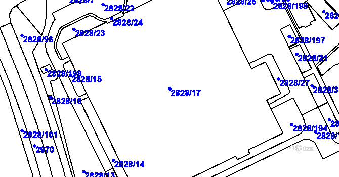 Parcela st. 2828/17 v KÚ Černovice, Katastrální mapa