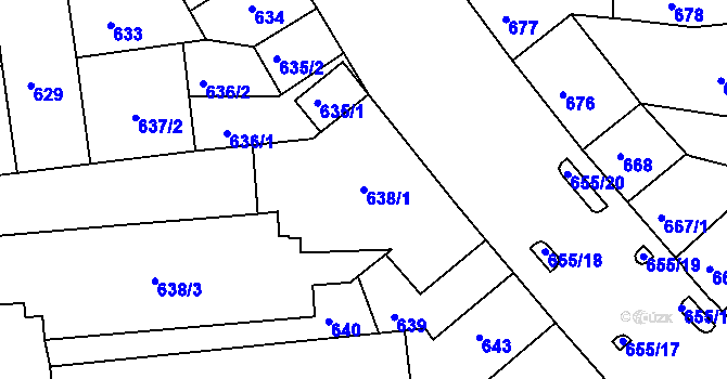 Parcela st. 638/1 v KÚ Černovice, Katastrální mapa