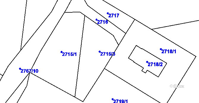 Parcela st. 2715/3 v KÚ Černovice, Katastrální mapa