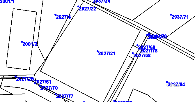 Parcela st. 2027/21 v KÚ Černovice, Katastrální mapa