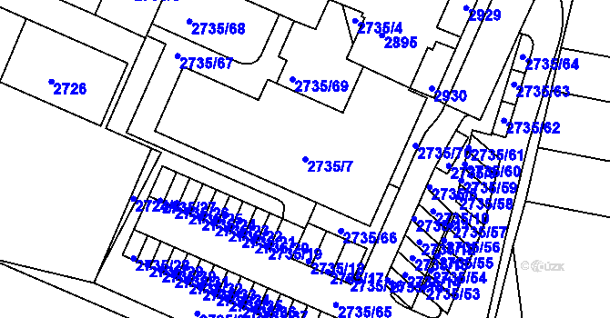 Parcela st. 2735/7 v KÚ Černovice, Katastrální mapa
