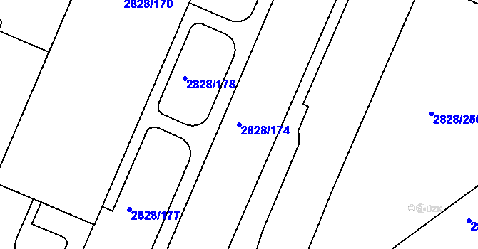 Parcela st. 2828/174 v KÚ Černovice, Katastrální mapa