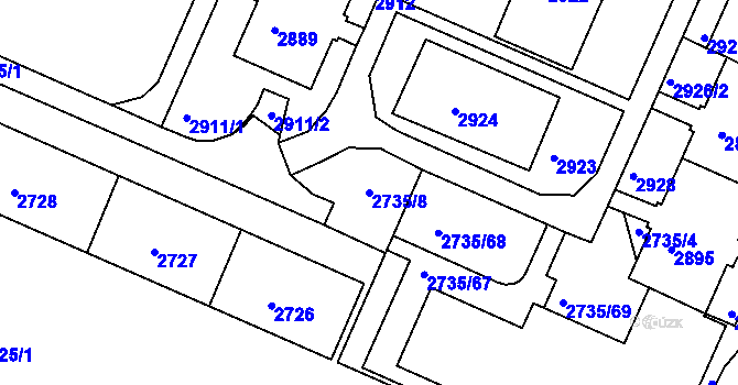 Parcela st. 2735/8 v KÚ Černovice, Katastrální mapa