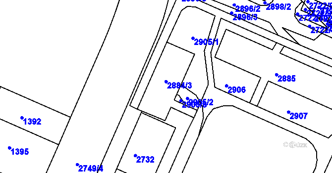 Parcela st. 2884/2 v KÚ Černovice, Katastrální mapa