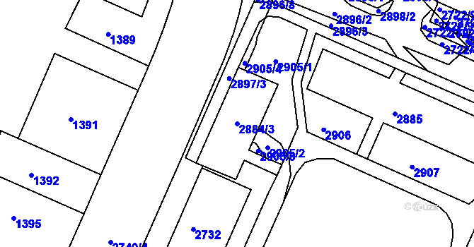 Parcela st. 2884/3 v KÚ Černovice, Katastrální mapa