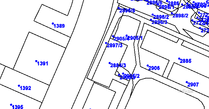 Parcela st. 2884/4 v KÚ Černovice, Katastrální mapa