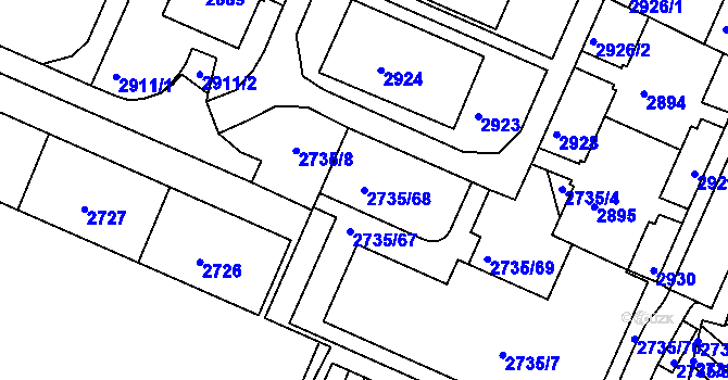 Parcela st. 2735/68 v KÚ Černovice, Katastrální mapa