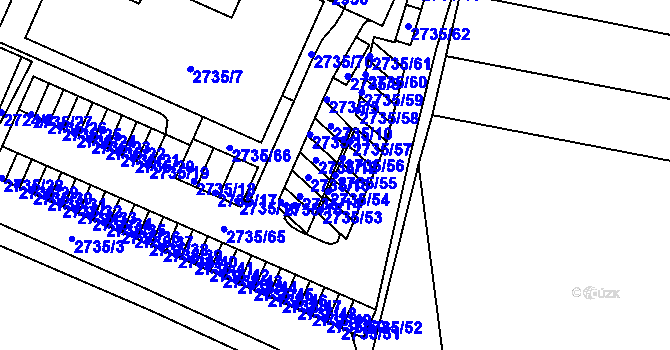 Parcela st. 2735/55 v KÚ Černovice, Katastrální mapa