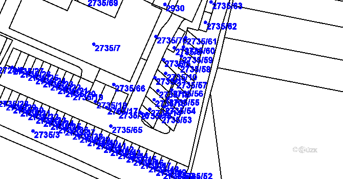 Parcela st. 2735/56 v KÚ Černovice, Katastrální mapa