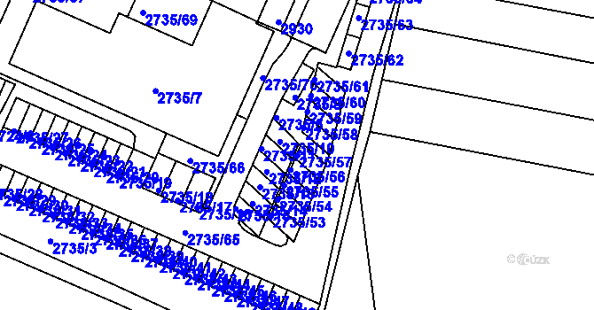 Parcela st. 2735/57 v KÚ Černovice, Katastrální mapa