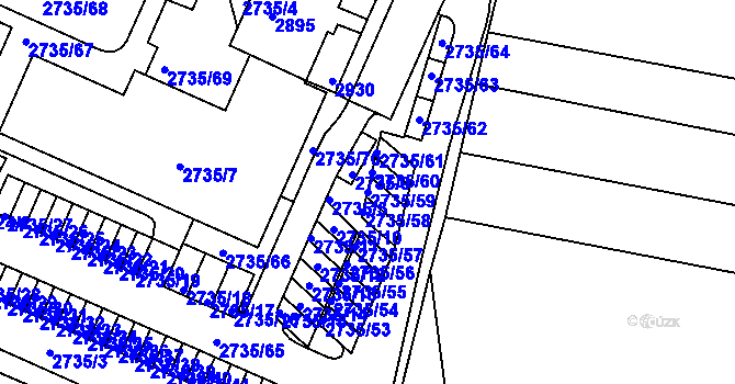 Parcela st. 2735/59 v KÚ Černovice, Katastrální mapa