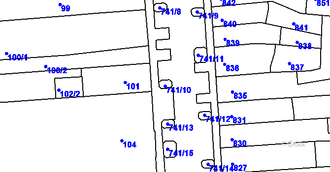 Parcela st. 741/10 v KÚ Černovice, Katastrální mapa