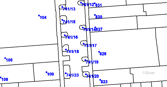 Parcela st. 741/17 v KÚ Černovice, Katastrální mapa