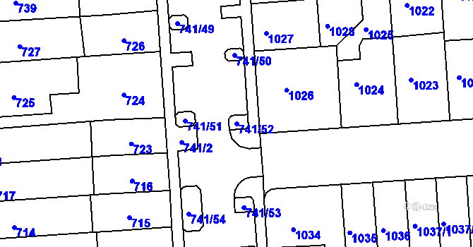 Parcela st. 741/52 v KÚ Černovice, Katastrální mapa