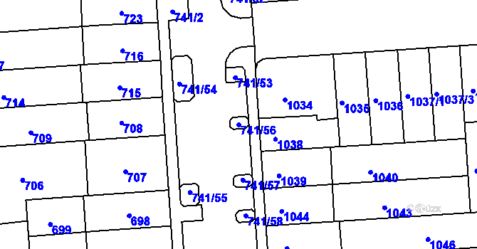 Parcela st. 741/56 v KÚ Černovice, Katastrální mapa