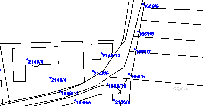 Parcela st. 2148/10 v KÚ Černovice, Katastrální mapa