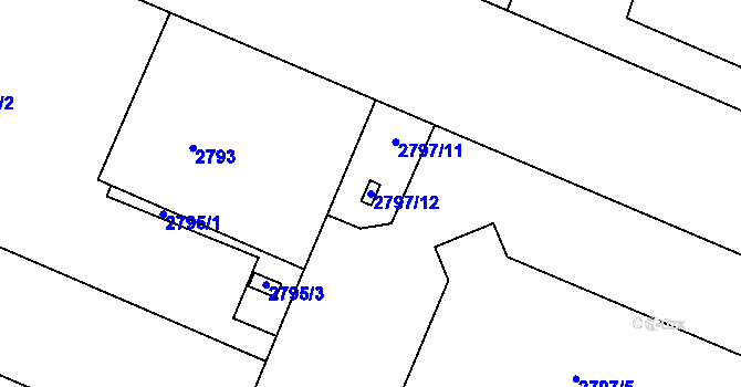 Parcela st. 2797/12 v KÚ Černovice, Katastrální mapa