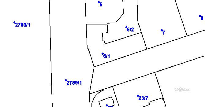 Parcela st. 6/1 v KÚ Černovice, Katastrální mapa